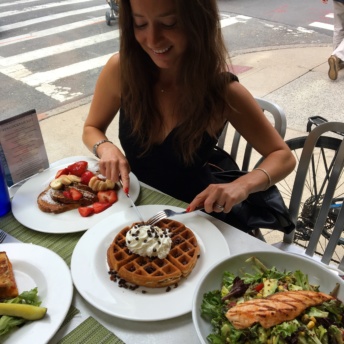 Jackie eating brunch at EJ's Luncheonette